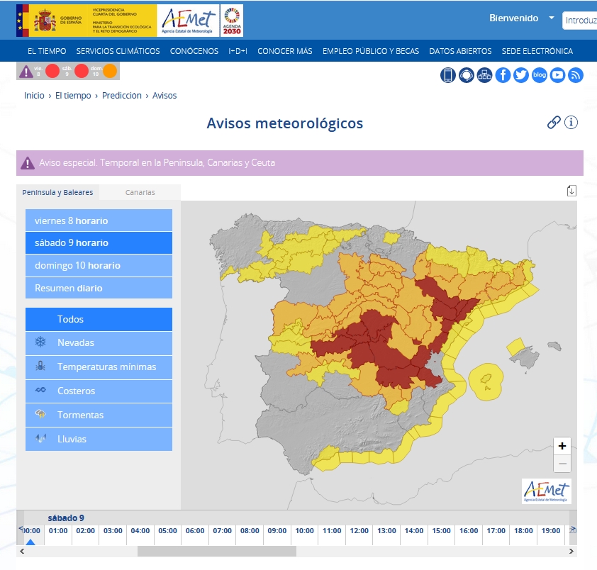 Cómo interpretar los avisos de AEMET